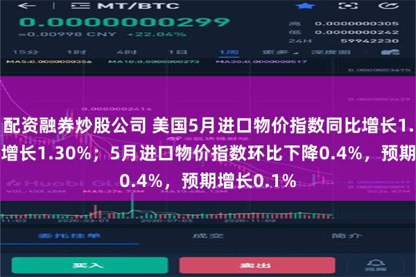 配资融券炒股公司 美国5月进口物价指数同比增长1.1%，预期增长1.30%；5月进口物价指数环比下降0.4%，预期增长0.1%