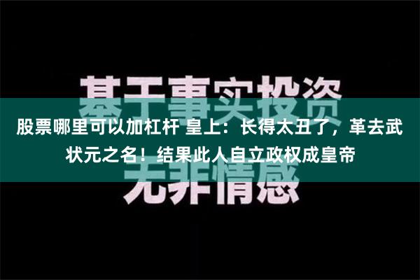 股票哪里可以加杠杆 皇上：长得太丑了，革去武状元之名！结果此人自立政权成皇帝