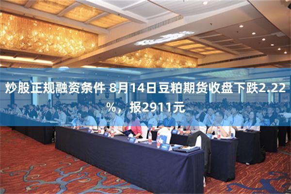 炒股正规融资条件 8月14日豆粕期货收盘下跌2.22%，报2911元