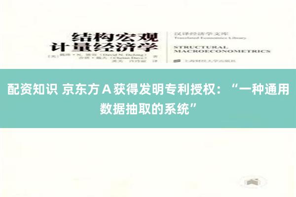 配资知识 京东方Ａ获得发明专利授权：“一种通用数据抽取的系统”